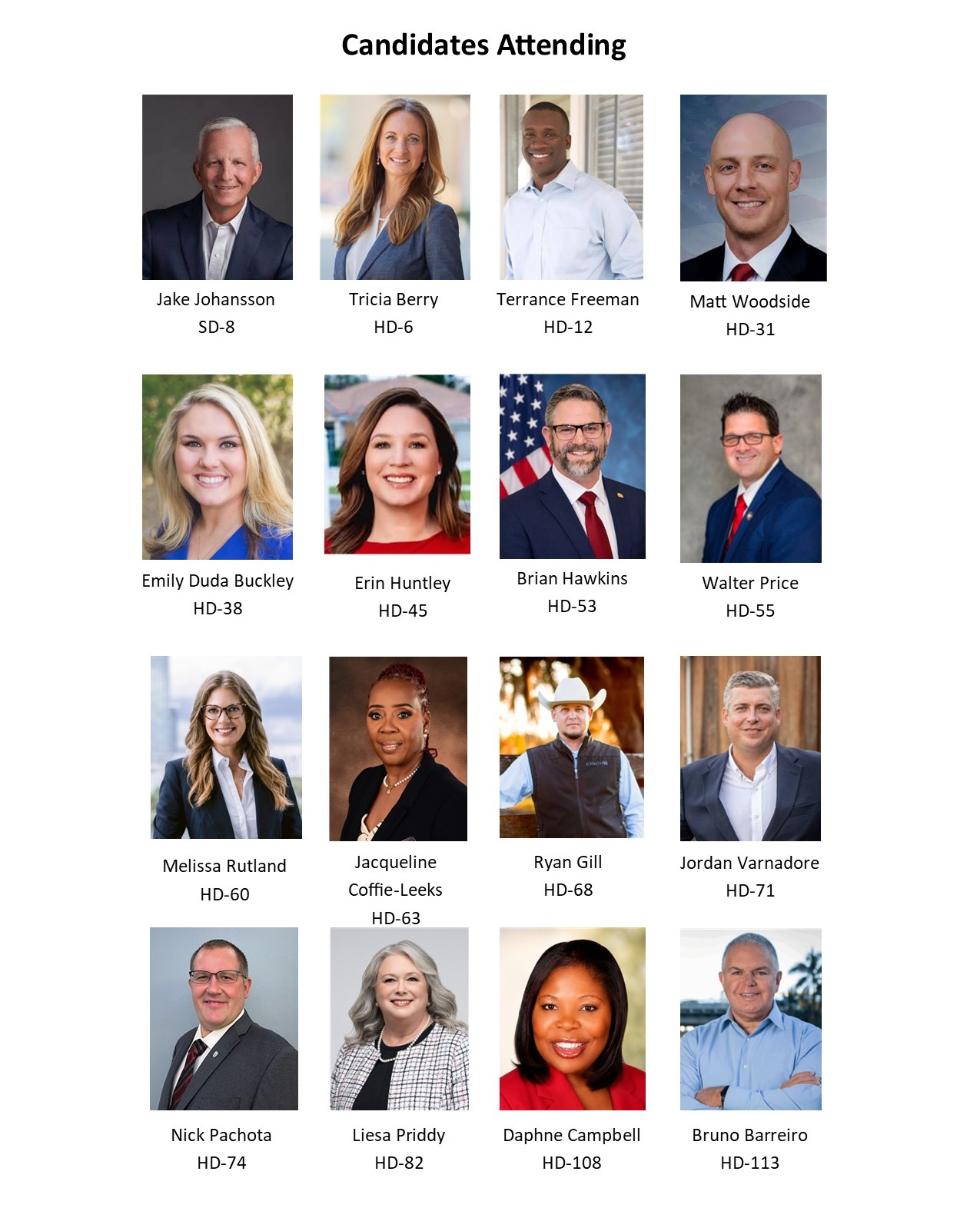 Candidates Attending 2026 Candidate Forum